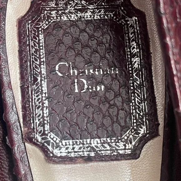Christian Dior Python Leather Peep Toe Pumps Heels Burgundy Wine size 351/2 (5.5 - Picture 14 of 15